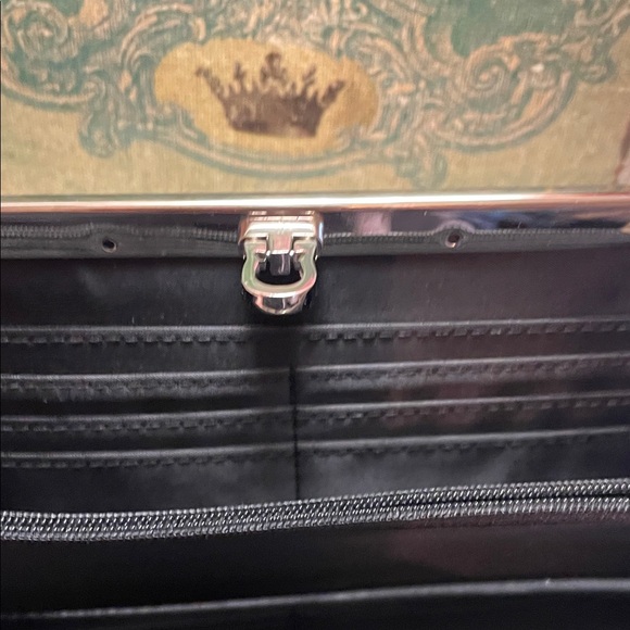 Leopard Print Patent Clutch with Rose Silver Trim - Picture 4 of 12